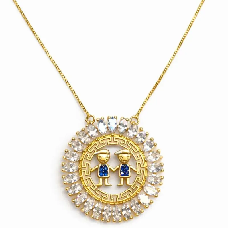 Colar Filhos  Dois Meninos Cravejado