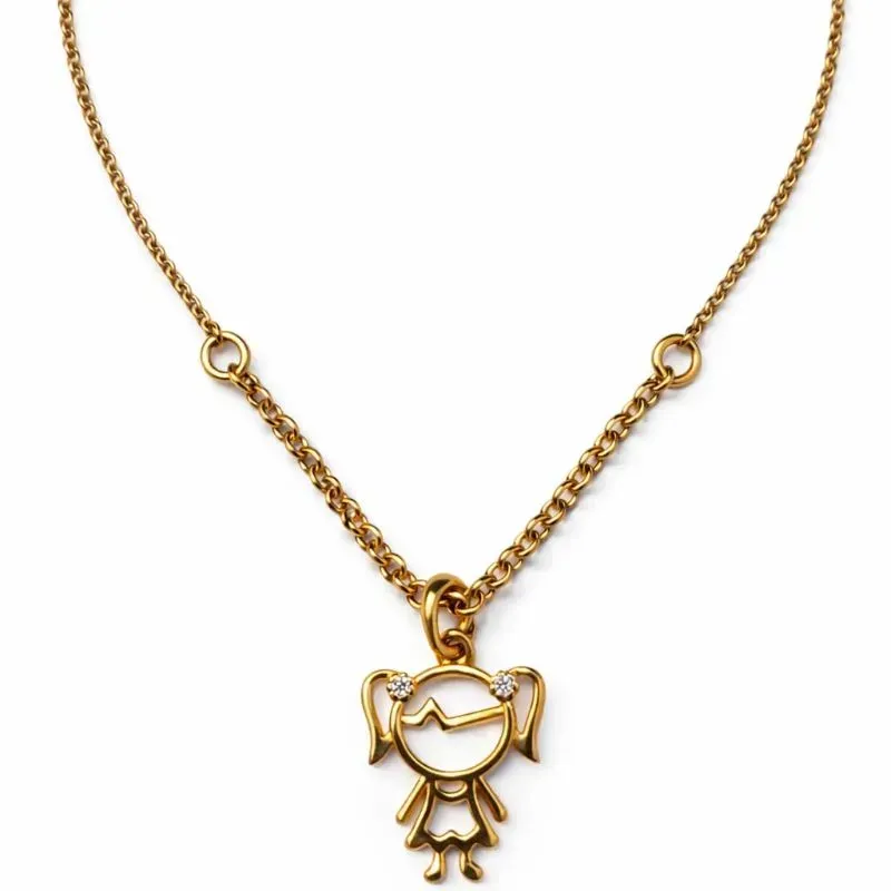 Colar Menina com Zircônias  Corrente Elos Português