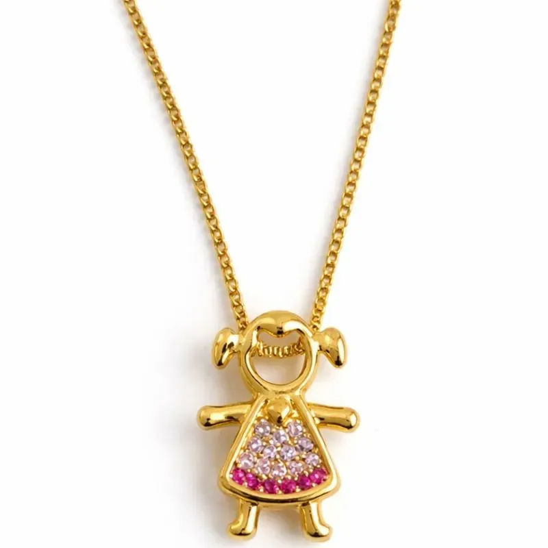 Colar Menina Cravejada Rosa