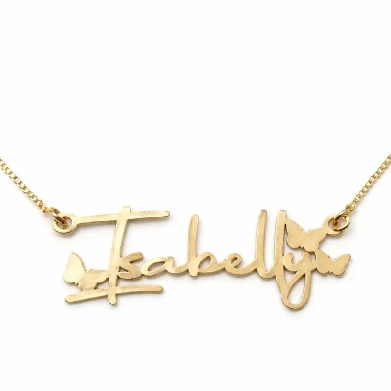 Colar Personalizado com Nome e Borboletas