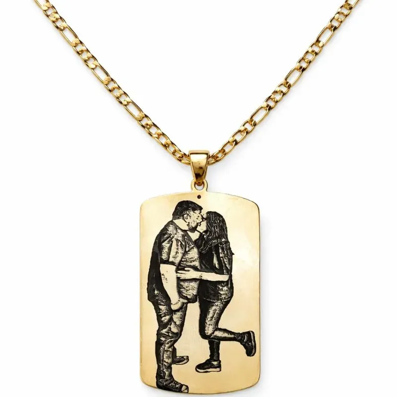 Corrente Masculina com Pingente Retangular Personalizado