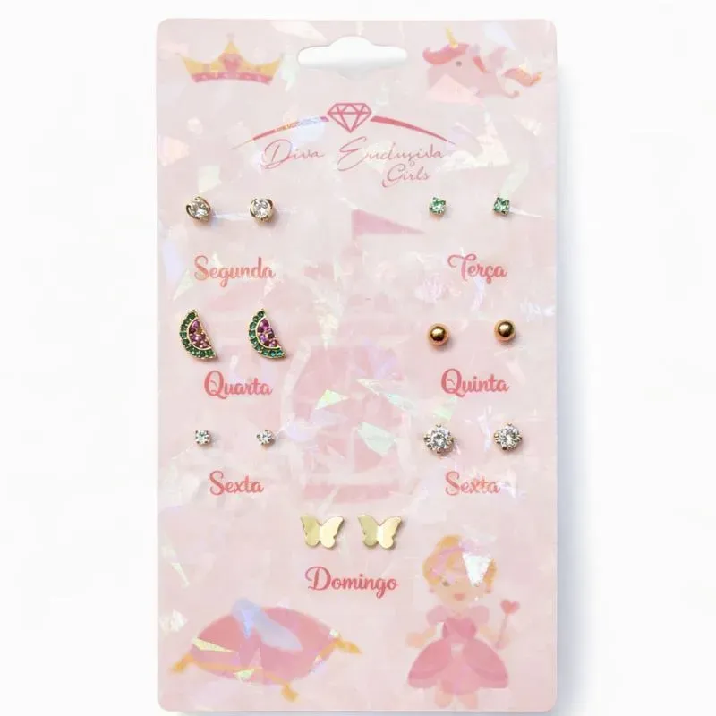 Kit de Brincos Semaninha Infantil