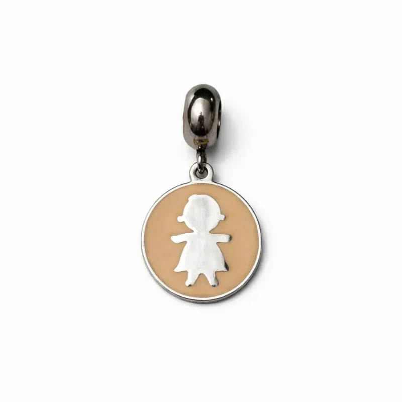 Pingente Berloque Menina em Aço