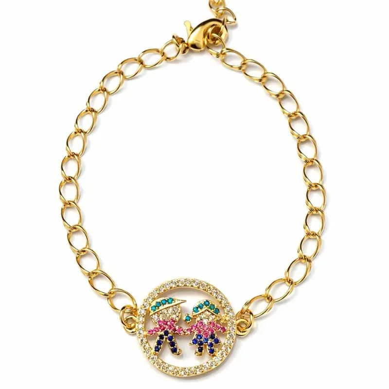 Pulseira Filhos Cravejada  Menino e Menina