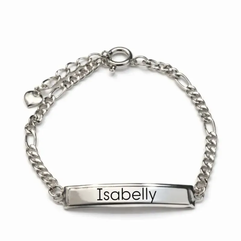 Pulseira Infantil Personalizada com Plaquinha Ródio