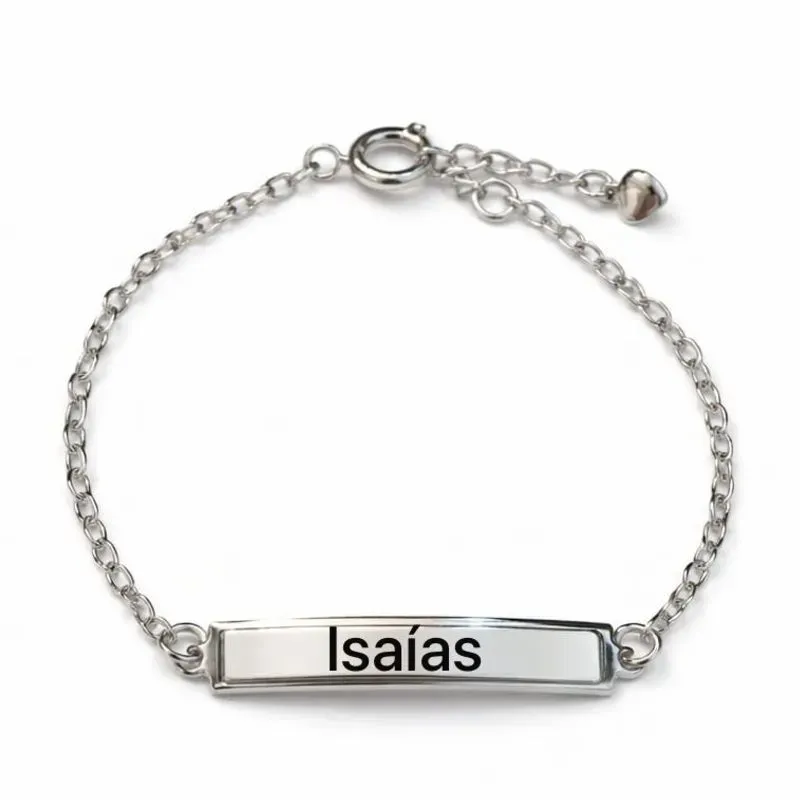 Pulseira Infantil Personalizada com Plaquinha em Ródio
