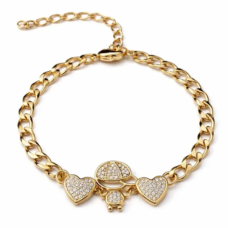 Pulseira Menino com Corações Cravejados