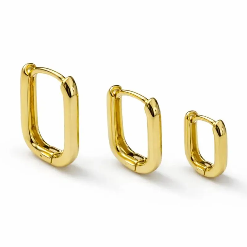 Trio de Argolinhas Retangulares Delicadas