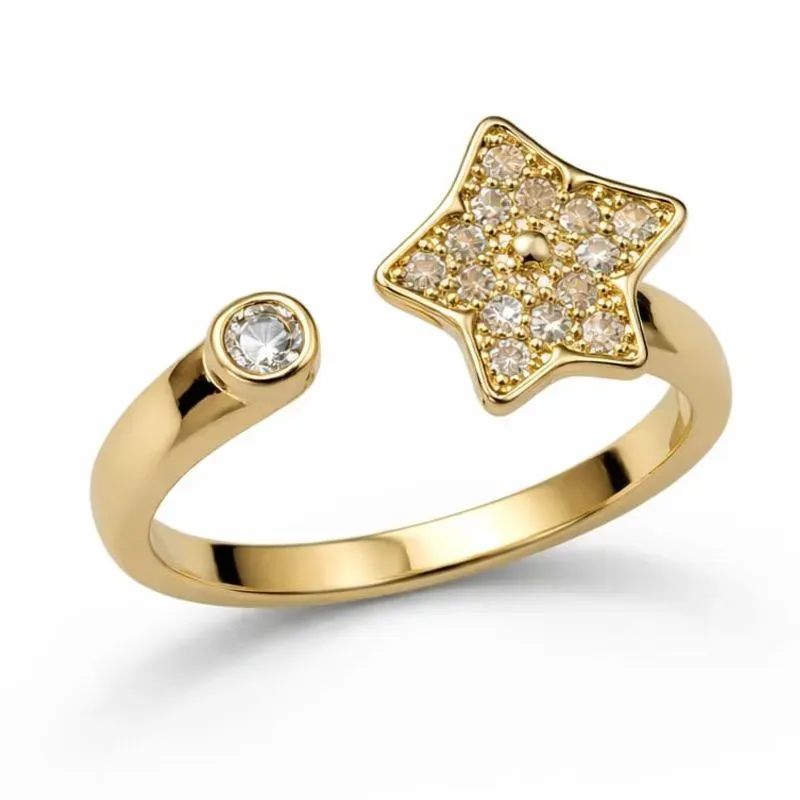 Anel Estrela Ajustável com Zircônias.