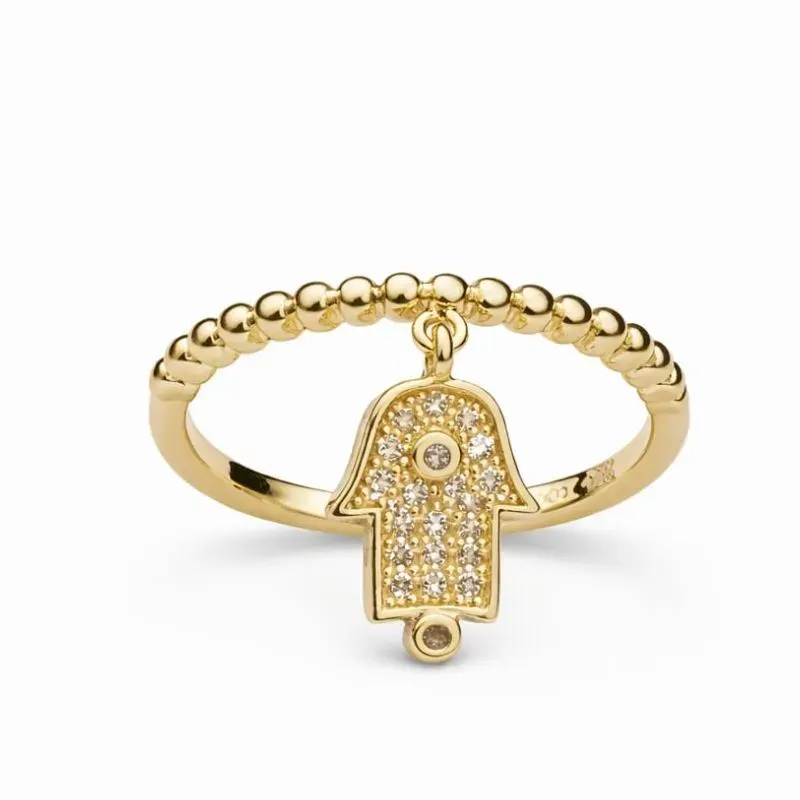 Anel Mão de Fátima Cravejado.