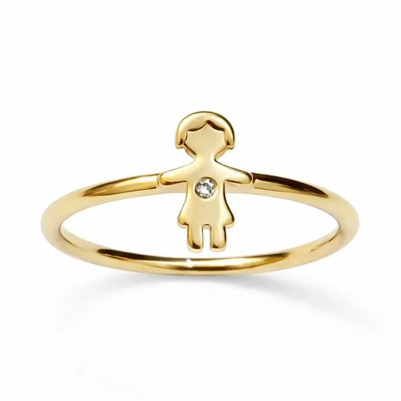 Anel Menina com Detalhe em Zircônia.