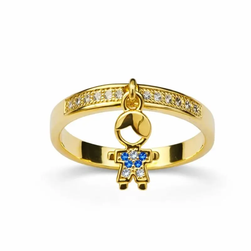 Anel Menino com Zircônias Azuis.