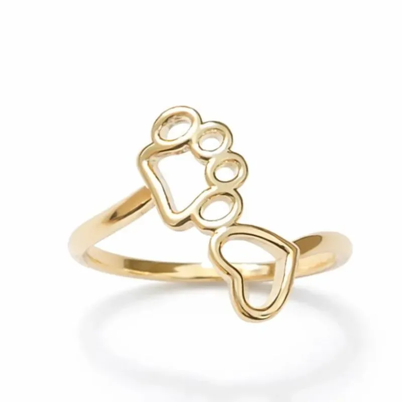 Anel Regulável Patinha com Coração