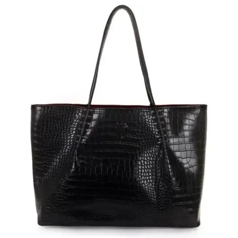 Bolsa Bag Grande Croco e Spikes WJ - Preta