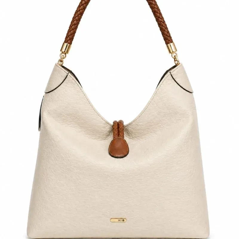 Bolsa Saco Grande WJ Off White com Marrom