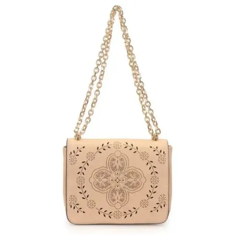 Bolsa Transversal Média Laser com Corrente WJ Nude.