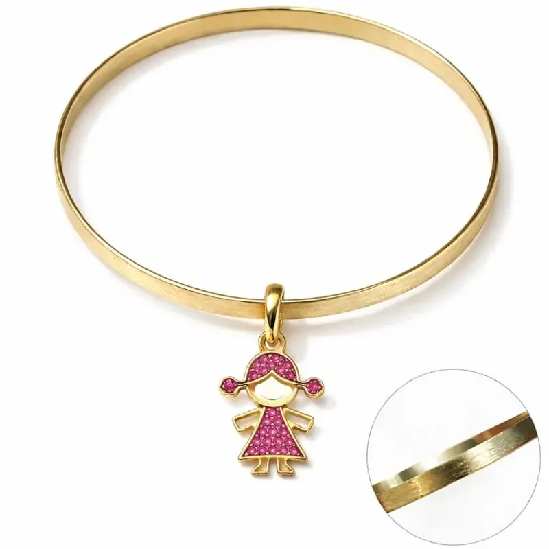 Bracelete Infantil Menina com Pedras Rosa.