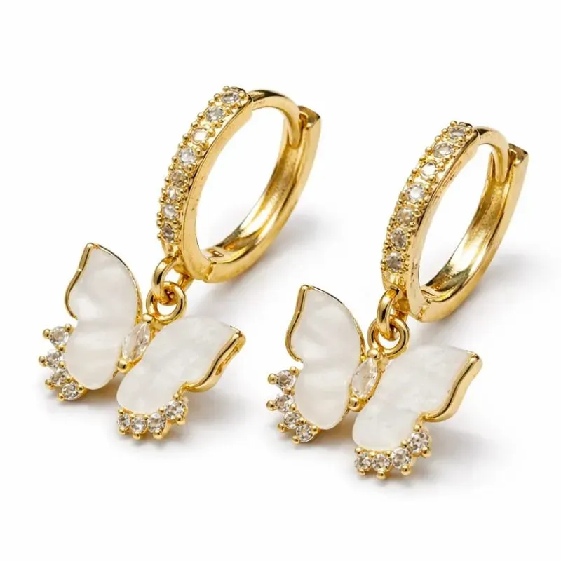 Brinco Argola com Pingente de Borboleta.