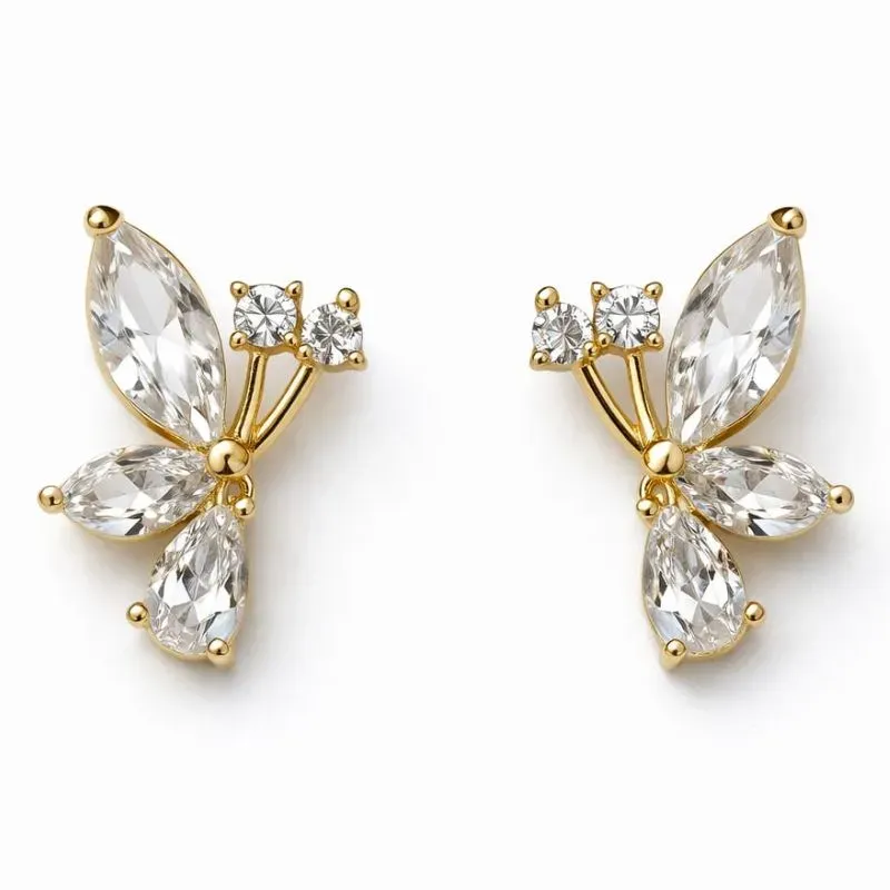 Brinco Borboleta com Zircônias.