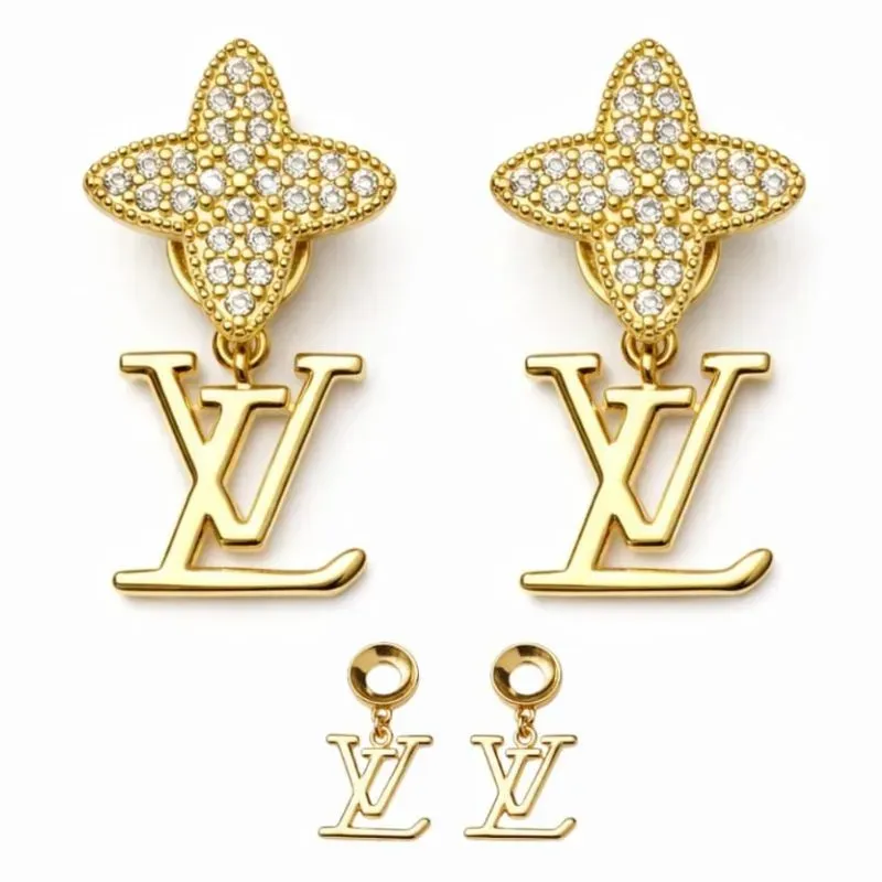 Brinco com Zircônias e Pingente LV.