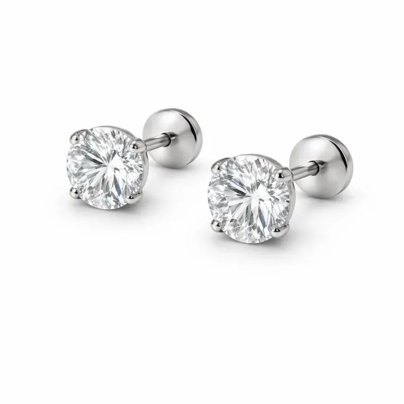 Brinco Ponto de Luz Médio em Prata 925 com Tarraxa Baby.