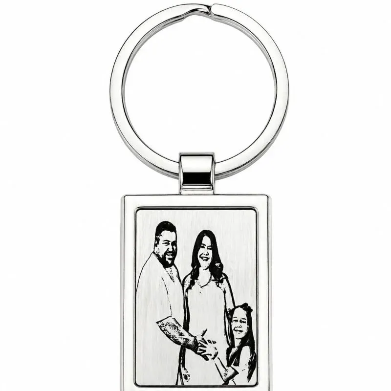 Chaveiro Personalizado Retangular em Aço Prata.