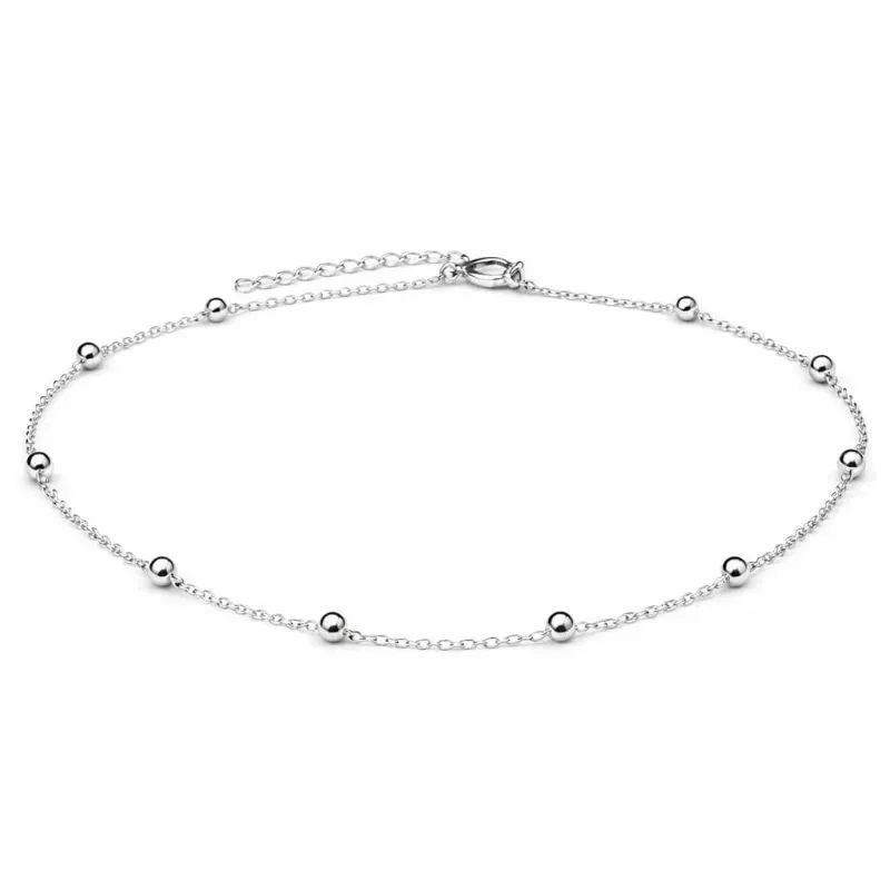 Colar Choker Banhado a Prata com Esferas.