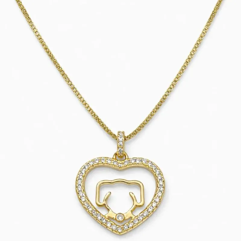Colar Coração com Pet Banhado a Ouro