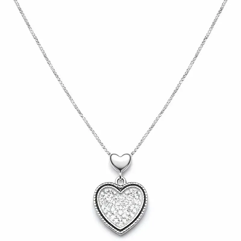 Colar Coração Cravejado em Prata 925.