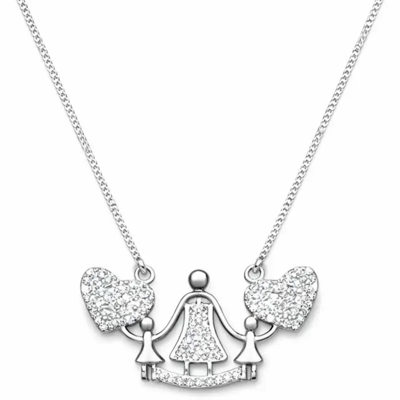 Colar Mãe e Filhas em Ródio Branco