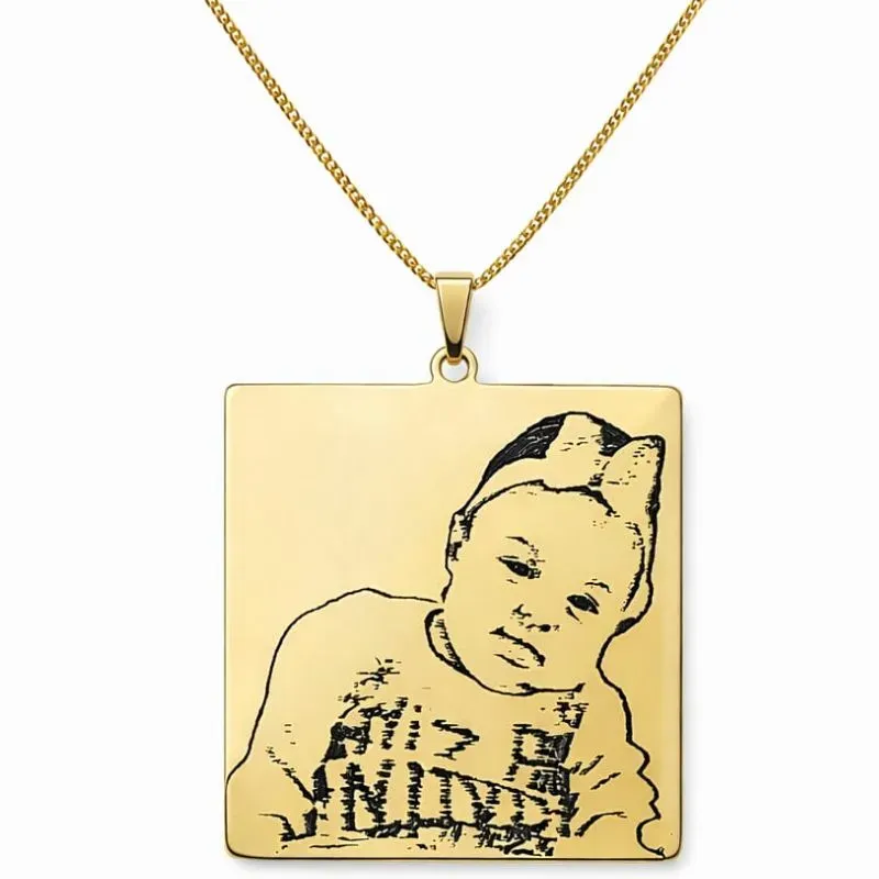 Colar Personalizado com Pingente Quadrado Grande