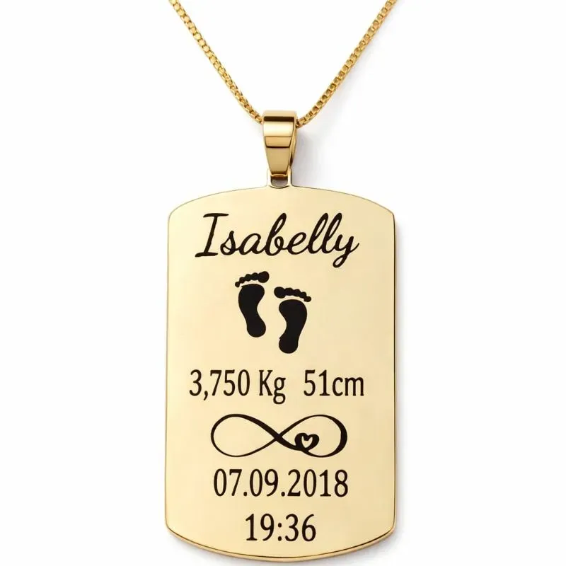 Colar Personalizado com Plaquinha Retangular Grande 2,5 cm