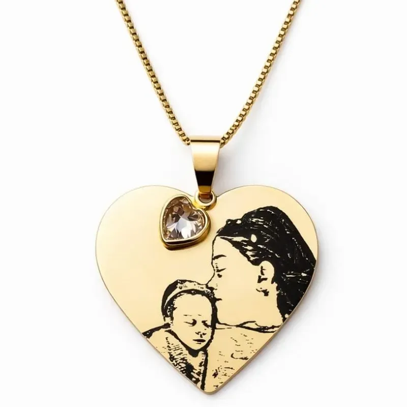Colar Personalizado Coração 3cm com Ponto de Luz.