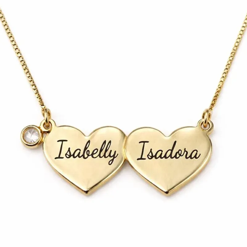 Colar Personalizado Corações e Ponto de Luz.