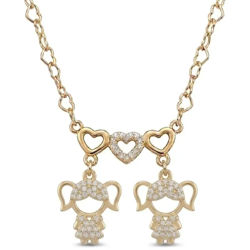 Colar Personalizado Filhas com Corações Cravejados.