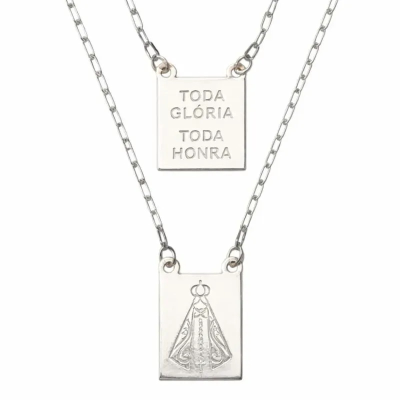Escapulário Masculino Nossa Senhora em Prata 925.