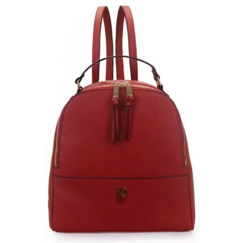 Mochila Média Vermelha com Metal Logo Bicolor