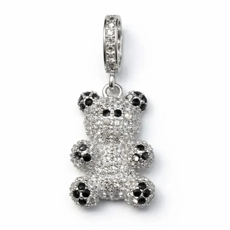 Pingente em Prata 925 Ursinho com Zircônias