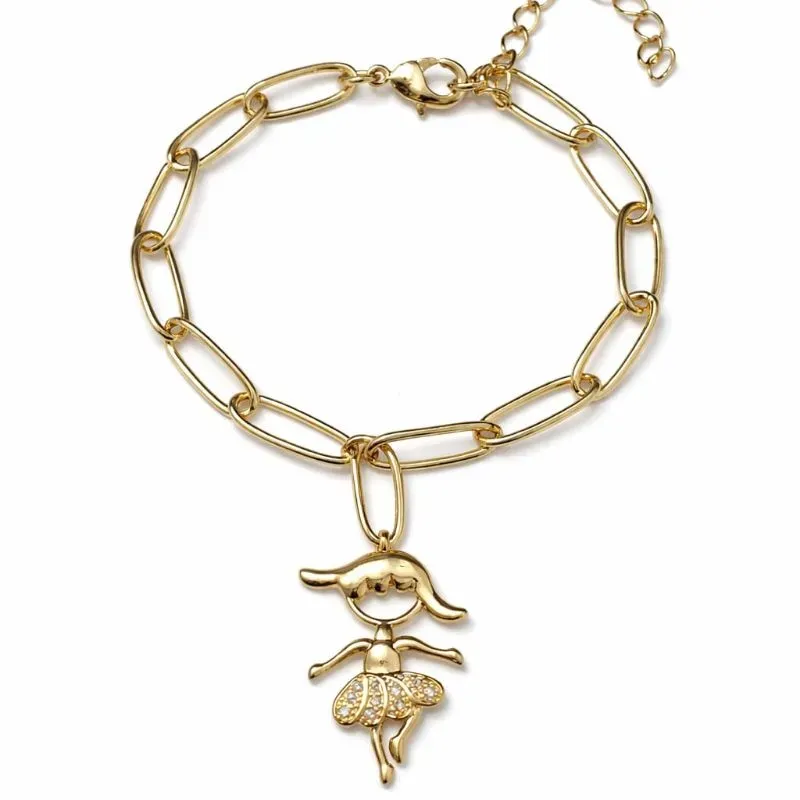 Pulseira com Pingente de Menina  Dourada.