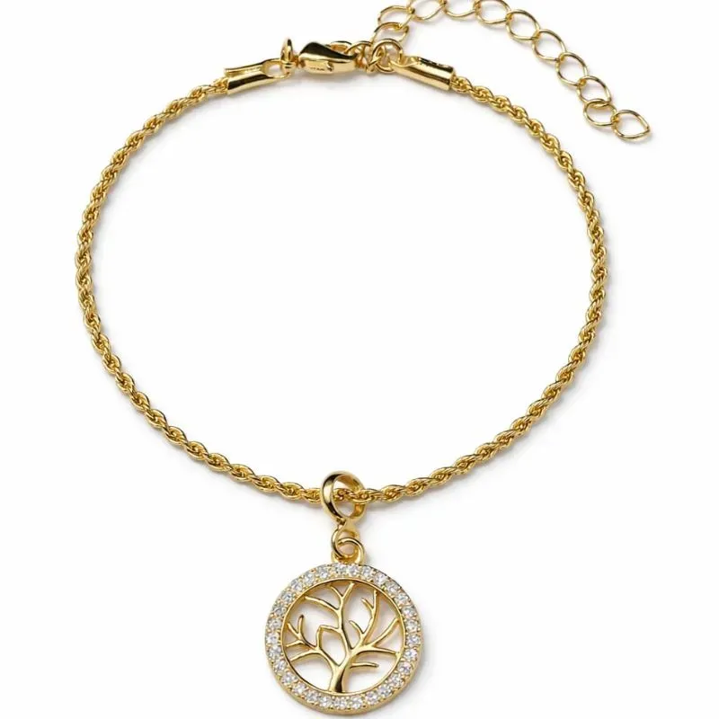 Pulseira Cordão Baiano Fina com Pingente Árvore da Vida.