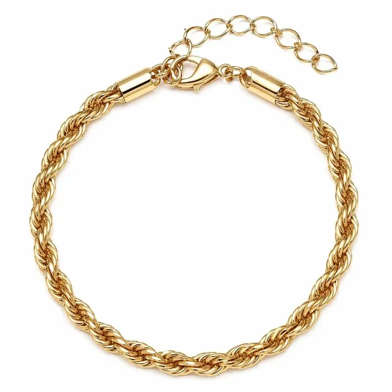 Pulseira Feminina Cordão Baiano Banhada a Ouro 4mm