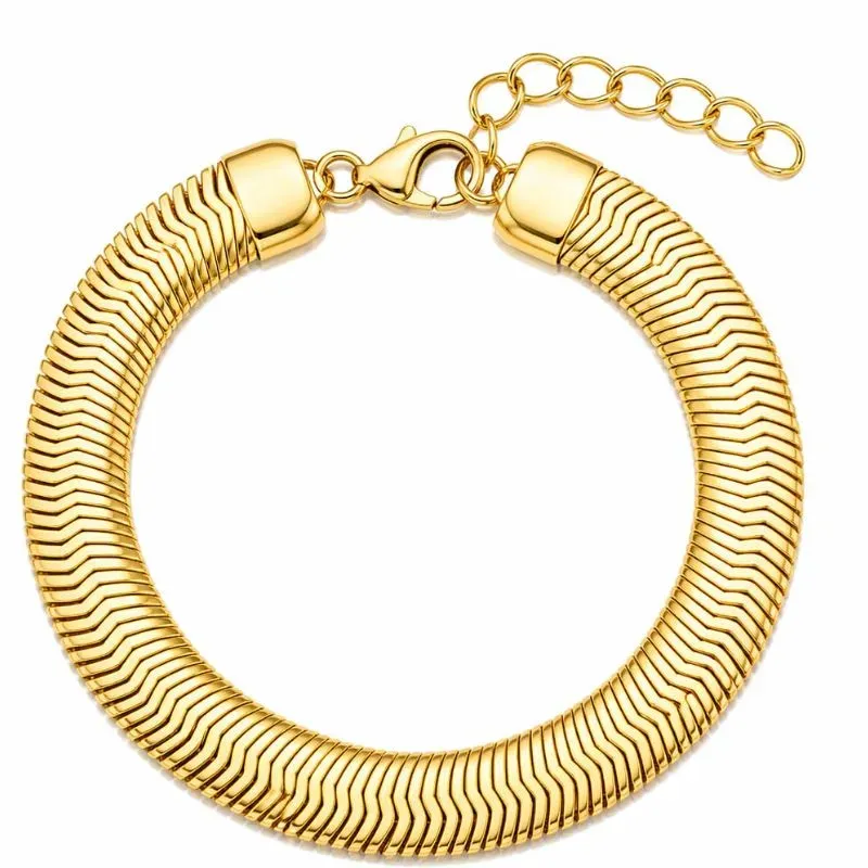 Pulseira Feminina Malha Grossa Banhada a Ouro 8mm