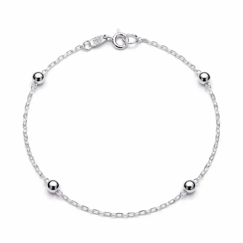 Pulseira Infantil em Prata 925 com Bolinhas.