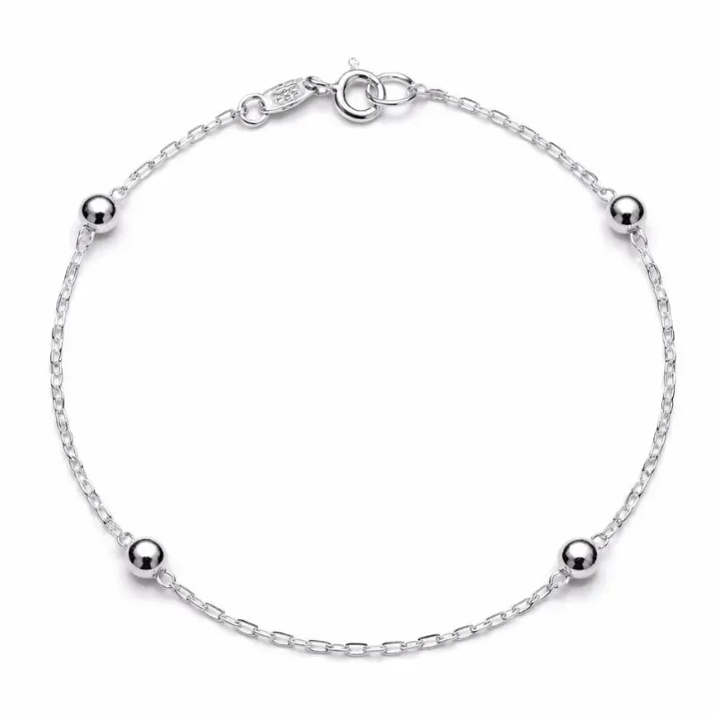 Pulseira Infantil em Prata 925 com Bolinhas.