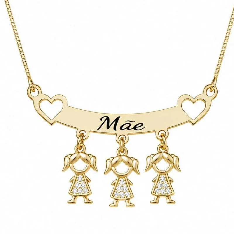 Colar Canga Personalizada 3 Filhos Mãe.