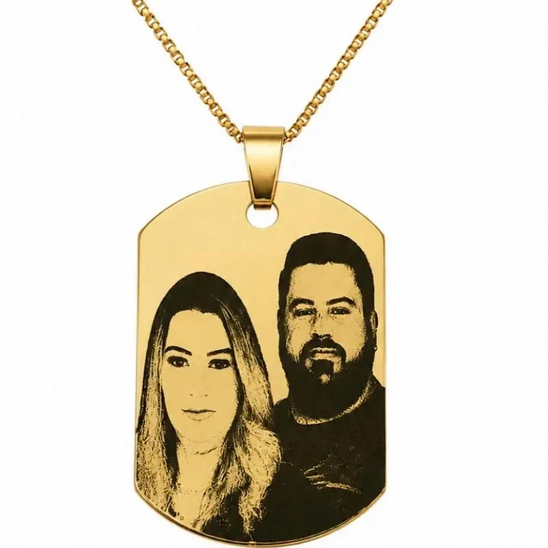 Colar com Pingente de Fotogravação Personalizada 2 cmX 3cm.