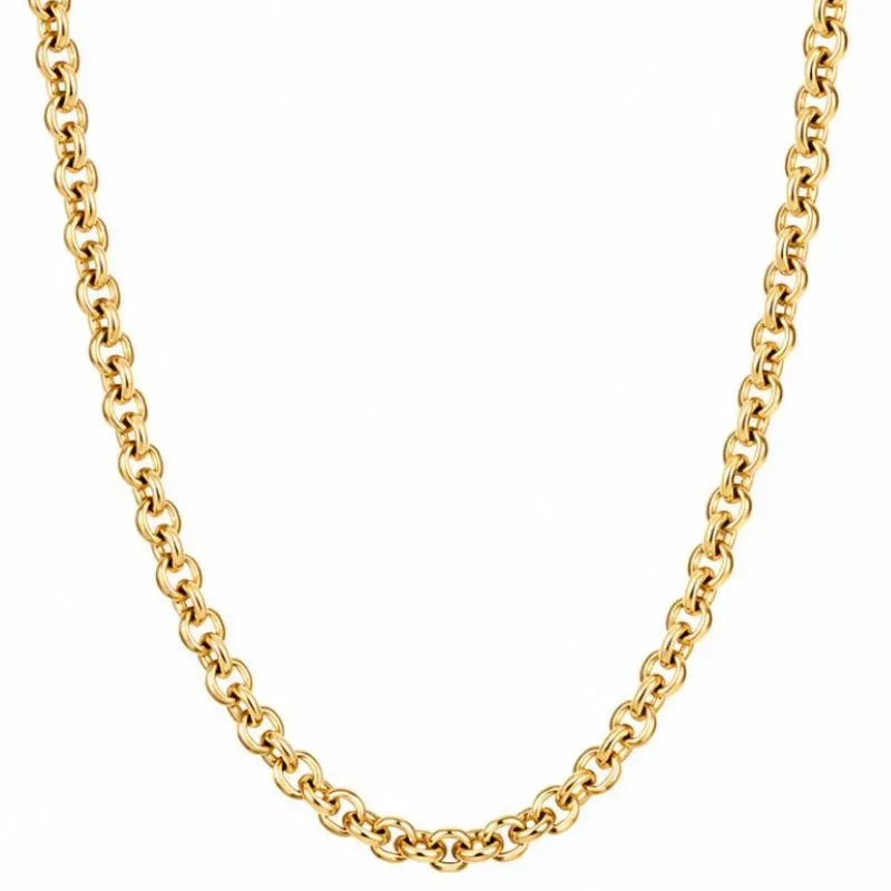 Colar Elo Português 45cm Banhada a Ouro.