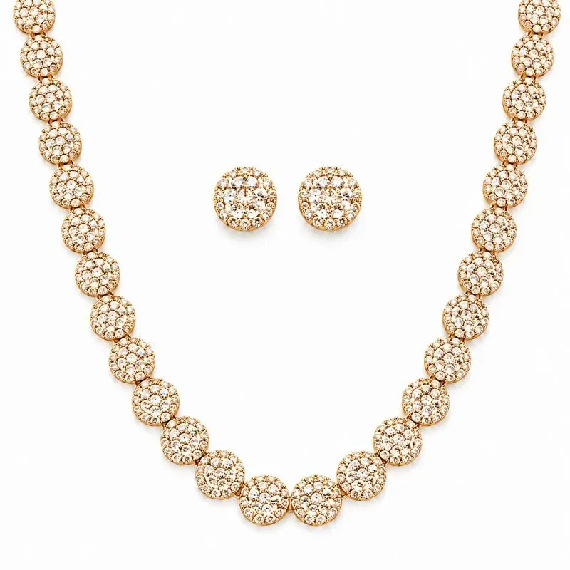 Conjunto Cravejado em Dourado  40cm