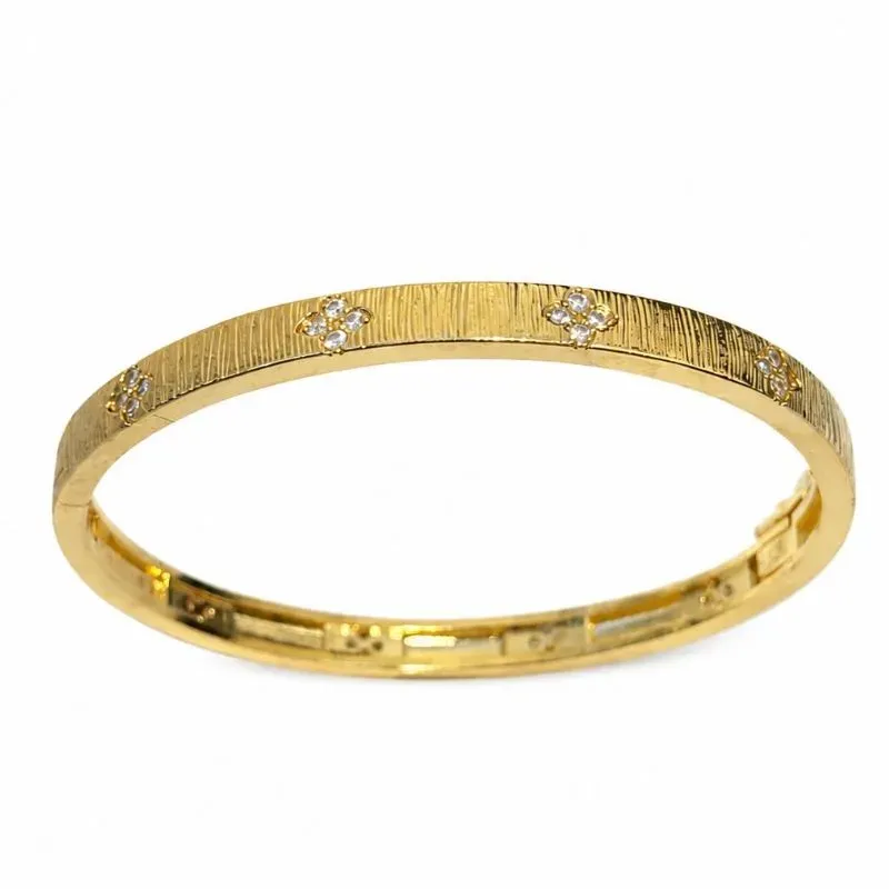Pulseira Bracelete Floral Cravejada  Banhada a Ouro 18k.