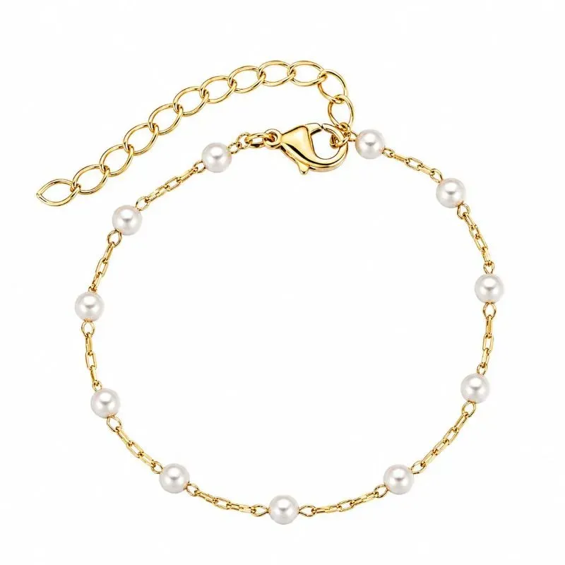 Pulseira de Pérolas Mini Banhada a Ouro.
